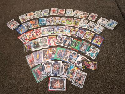 Mixed NBA/NFL Sports Card Lot &ndash; Panini, Donruss, Prizm, 2020-2024, Victor Wembanyama Rookie, Patrick Mahomes, Stars & Inserts (Approx. 75 Cards)