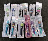 25 Novelty Beaded Retractable Ballpoint Pens, Multicolor, Fun Designs, 2 Plates, Dish Rack Set - 2
