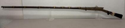 Antique Japanese Matchlock Musket (Tanegashima), Ornate Brass Inlay, Edo Period, 57&rdquo; Long