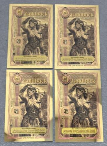 (4) Idaho Goldback 1/4 Goldback Notes, 24K Gold, 1/4000th Troy Oz, 2026, Serial ID C 0137466