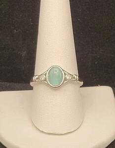Cat's Eye Agate Aquamarine Ring, Size 10