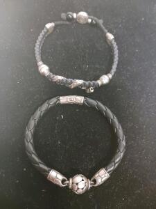 Men's Leather and Cord Bracelets with Sterling Silver Accents, Adjustable Sizes, Artisan Design