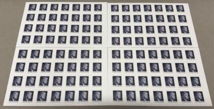 4 Sheets of 100 Novelty U.S. President 'America First' Postage Stamps (Monochrome Blue, Mint)