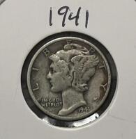 1940-S & 1941-S Mercury Dimes, 90% Silver Coins, San Francisco Mint, Circulated, 2-Coin Lot - 4