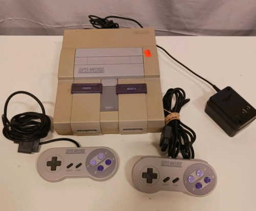 Super Nintendo SNES Console, 2 Original Controllers, Power Adapter, NTSC, Genuine Nintendo Tested