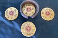 HomeWetBar 12 Gauge Shotgun Shell Coaster Set with Holder, Polyresin Stone, 5-Piece - 2