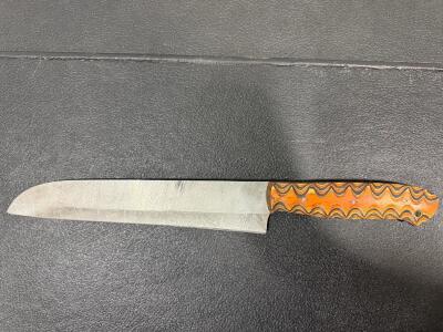 Custom Damascus Chef's Knife with Multi-Color G10 Handle, 7-8" Blade