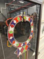 Framed Maasai Beaded Wedding Necklace with Multicolor Geometric Patterns - 2