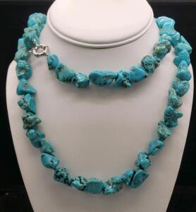 32" Blue Turquoise Stone Necklace