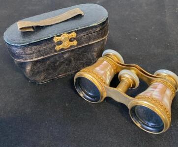 Antique Brass and Mother-of-Pearl Opera Glasses with Original Case, Circa 1900&ndash;1930, France