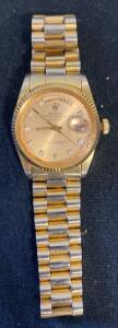 Rolex Datejust 36mm Champagne Diamond Dial, Two-Tone Jubilee, Fluted Bezel Automatic ( Unable to Verify) Does not Wind.