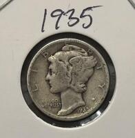 1935 & 1936 Mercury Dimes &ndash; 90% Silver, Circulated Condition - 4