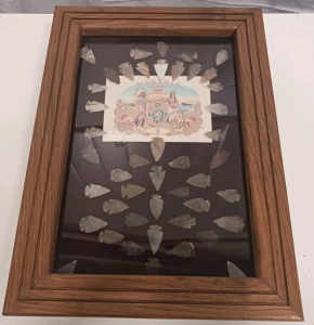 Framed Arrowhead Collection with Barbados Coat of Arms Illustration &ndash; 38 Pieces