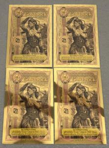 (4) Idaho Goldback 1/4 Notes 2026, Lady Justice Design, 1/4000 Troy Oz 24K Gold, Serial AH39132