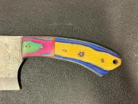 Damascus Steel Chef&rsquo;s Cleaver, 7.5" Blade, Full Tang, Multi-Color Stabilized Wood Handle - 2