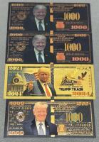 (4) Trump $1000 Gold Foil Collectible Banknotes - 2024 Trump Train, MAGA, Commemorative Series