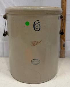 Red Wing Union Stoneware 6-Gallon Crock, Wing Logo, Double Handles, circa Early 1900s