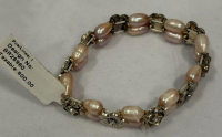 Freshwater Pearl Stretch Bracelet with Metal Beads, Serial BR28980