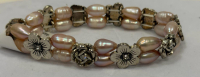 Freshwater Pearl Stretch Bracelet with Metal Beads, Serial BR28980 - 2