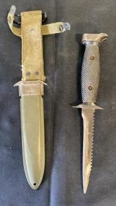 Imperial M5A1 U.S. Pilot Survival Knife, 5" Sawback Blade, Sheath by B M Co