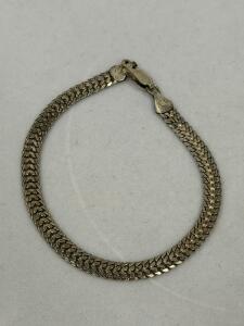 Sterling Silver Flat Curb Link Bracelet, Lobster Clasp, Approx. 8" Length, 9 mm Wide