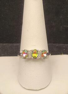 3-Stone Mystic Rainbow Topaz Ring, Size 10