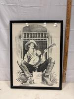"Bunkhouse Saturday Night" Framed Black-and-White Print, Cowboy Playing Banjo, 23" x 18"