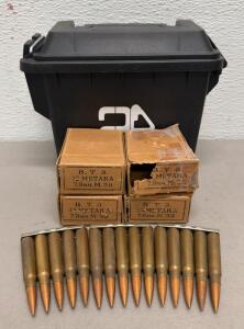 Yugoslavian M38 7.9mm Mauser Ammo, 60 Rounds, 4 Boxes, Stripper Clips & 2A Warehouse Can
