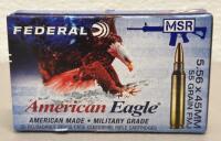 (80) Rounds Of Federal American Eagle 5.56x45mm XM193, 55gr FMJ, Brass Case, 3165 fps, USA Made - 2