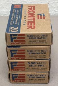 (80) Rounds Of Frontier 5.56 NATO 75gr BTHP Match, Hornady Bullets, 2860 fps, FR320