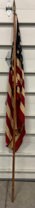 49-Star American Flag with Wooden Parade Pole, Brass Spear Finial, Circa 1912&ndash;1959, 3x5 ft