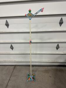 Vintage Cast Iron Hall Tree Stand, Ornate Multi-Color Painted Victorian Style, 68" Tall