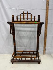 Victorian Faux Bamboo Umbrella Stand, 30"x18", Asian-Style, Vintage Wooden Cane Holder