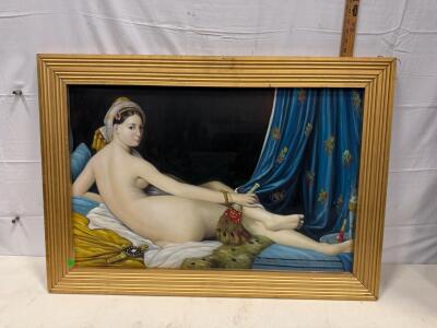 Framed "Grande Odalisque" Reproduction, Oil on Canvas, 41.5"x29.5", Gold Wood Frame