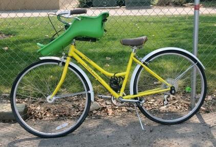Schwinn Jenny Step-Through 26" Steel Single-Speed Bike with Front Child Seat, Yellow, 1970s&ndash;80s