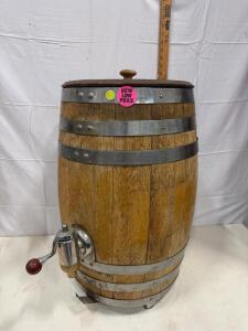 Vintage Coin-Op Root Beer Barrel Soda Fountain Dispenser, 10&cent;, 27" Wood & Metal