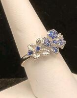 Pretty Blue Sapphire Flower Ring, Size 8 - 2