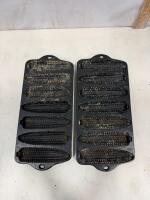 Cast Iron Cornbread Pan Set, 7-Cavity Each, Corn Stick Molds, Heavy Duty, Seasoned Black