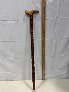 Decorative Zebra Head Walking Cane, 36in, Wood Shaft, Rubber Tip & Turned Wood Cane