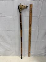 Decorative Zebra Head Walking Cane, 36in, Wood Shaft, Rubber Tip & Turned Wood Cane - 2