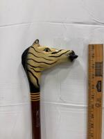 Decorative Zebra Head Walking Cane, 36in, Wood Shaft, Rubber Tip & Turned Wood Cane - 3