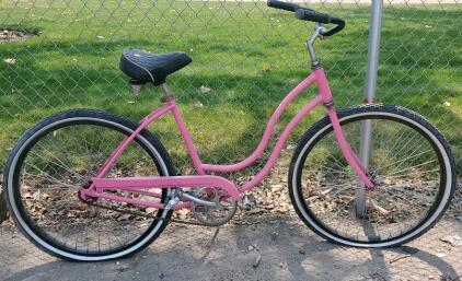 Single-Speed Step-Through Cruiser Bike, 26" Wheels, Pink Frame