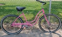 Single-Speed Step-Through Cruiser Bike, 26" Wheels, Pink Frame