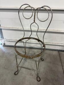 Vintage Metal Ice Cream Parlor Chair Frame with Twisted Wire Design