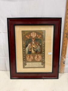 1920 B. Herder Framed German Catholic Marriage Certificate, 14.5" x 12"
