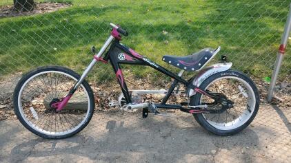 Schwinn Sting-Ray Chopper Bike Black/Pink, 24" Front 20" Rear Wheels, Steel Frame, Coaster Brake
