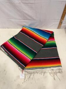 Traditional Multicolored Mexican Serape Blanket/Shawl, Approx. 84" x 59", Acrylic Blend