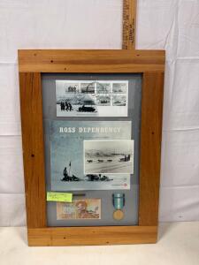 Ross Dependency Antarctic Set: Signed Ed Hillary $5, Medal, 2002 FDC, "Wintered Over" framed