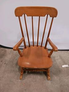 Classic Wooden Spindle-Back Rocking Chair, Light Brown Finish, 42&rdquo; H x 26&rdquo; W x 32&rdquo; D