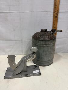 Vintage Unique 8 oz Mechanical Postal Scale & 1 Gallon Galvanized Kerosene Can, Mid-Century